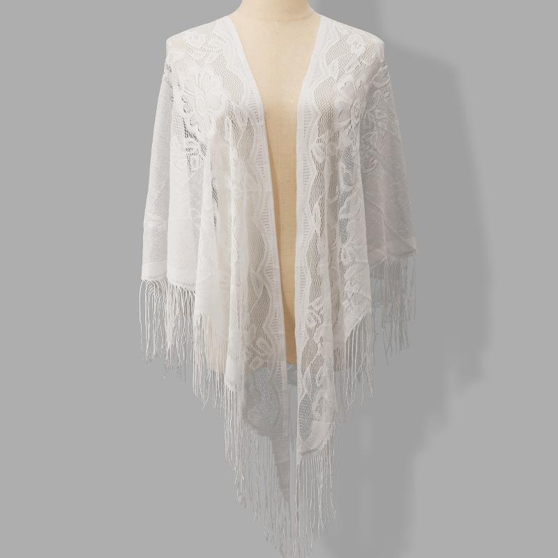 Shawl Wrap Winter - 태슬 프린지 브라이덜 랩 삼각형 플로럴