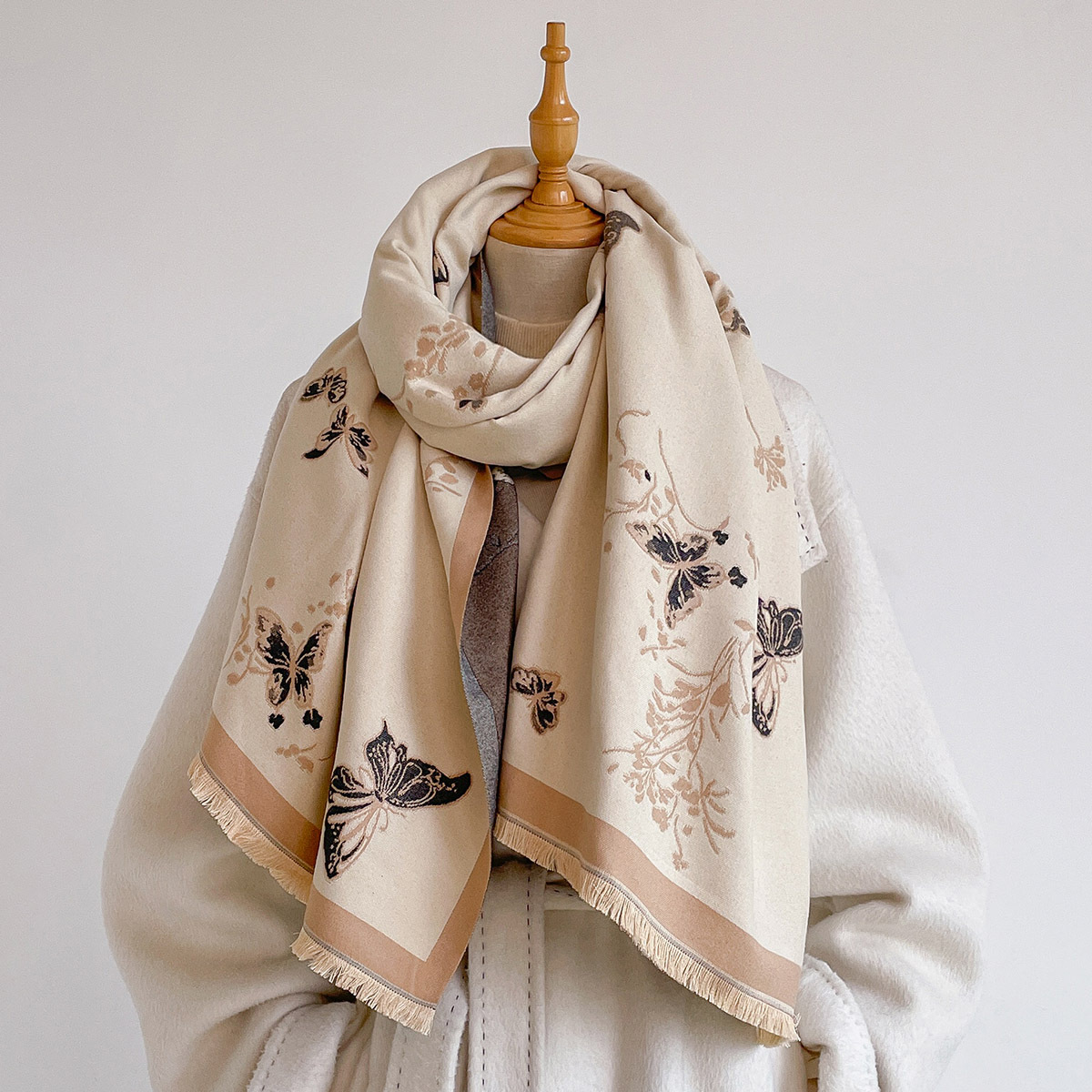여성용 인조 캐시미어 스카프 프린지 장식 두꺼운 따뜻한 - Cashmere Pashmina Wrap 리뷰 및 가격