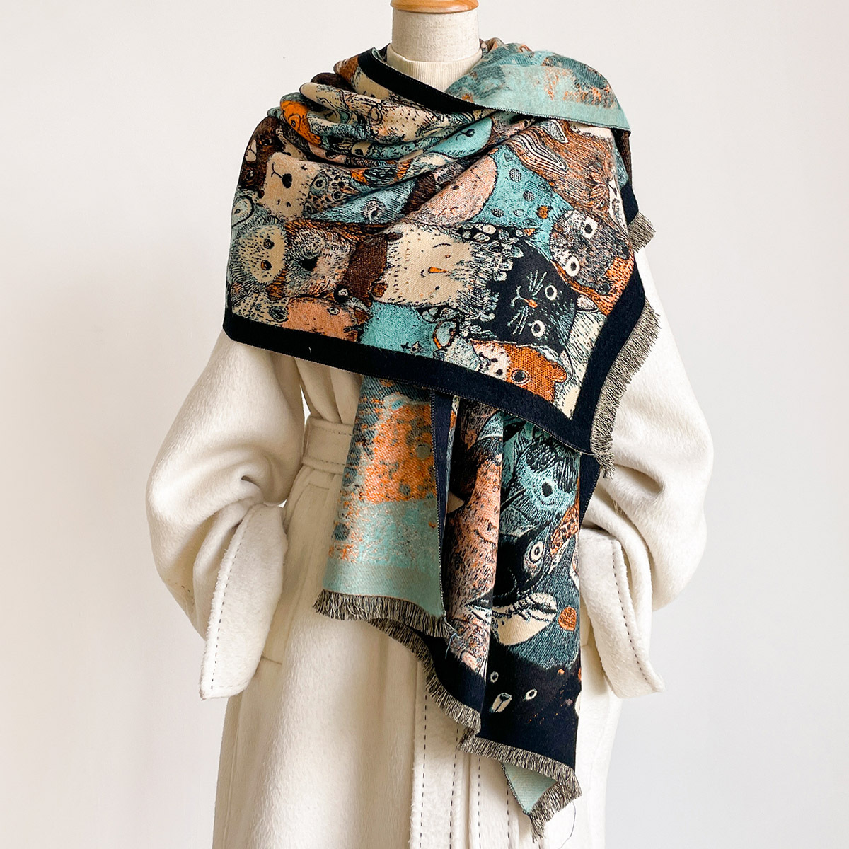 여성용 인조 캐시미어 스카프 두꺼운 따뜻한 숄 가을 프 - Shawl Wrap Winter 리뷰 및 가격