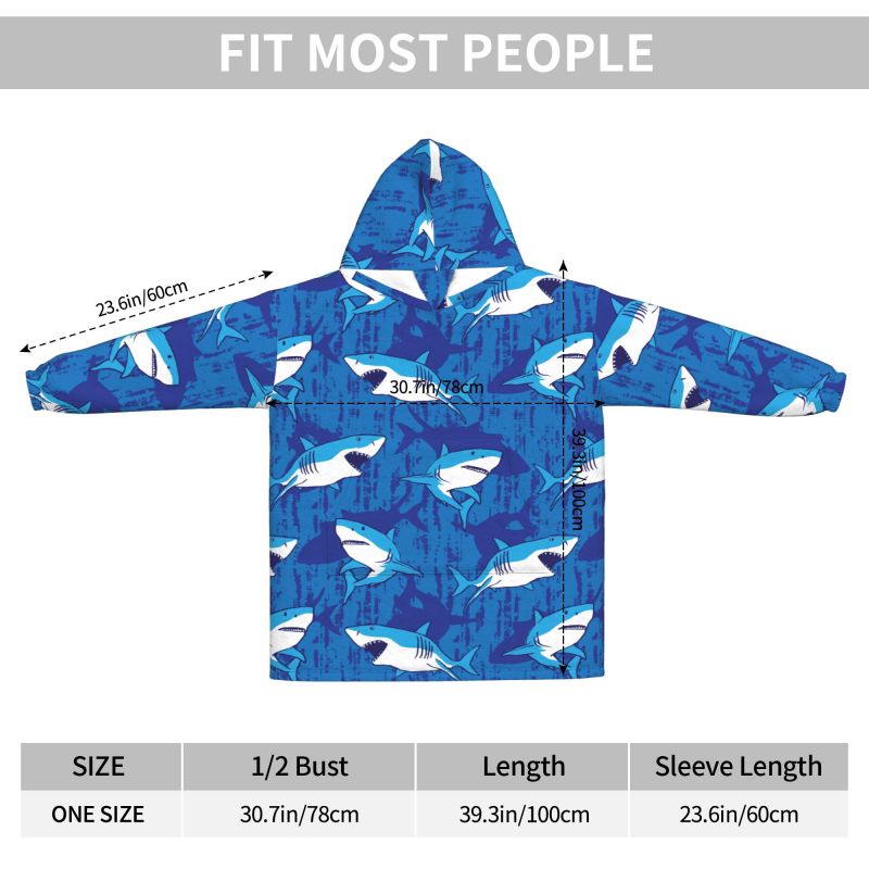 웨어러블 블랭킷 후디 만화 상어 프린트 오버사이즈 스웨 - Sherpa Hoodie Fleece 리뷰 및 가격