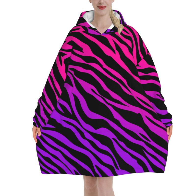 얼룩말 무늬 프린트 웨어러블 블랭킷 후디 여성용 오버사 - Sherpa Hoodie Fleece 리뷰 및 가격