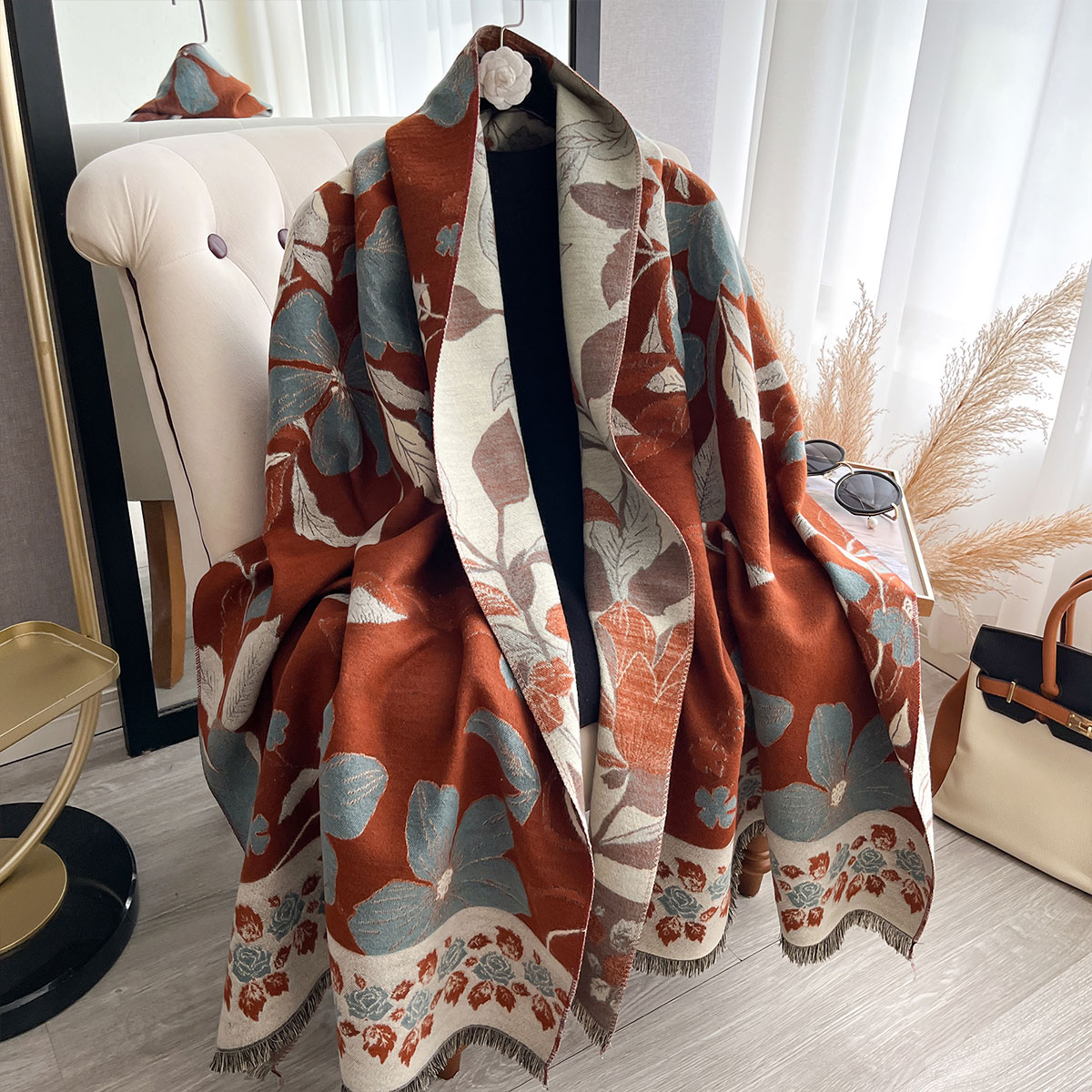 여성용 고급 겨울 페이즐리 양면 캐시미어 자카드 스카프 - Shawl Wrap Winter 리뷰 및 가격