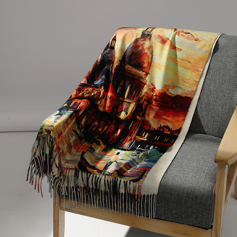 여성을위한 럭셔리 브랜드 유화 캐시미어 스카프 따뜻한  - Shawl Wrap Winter 리뷰 및 가격